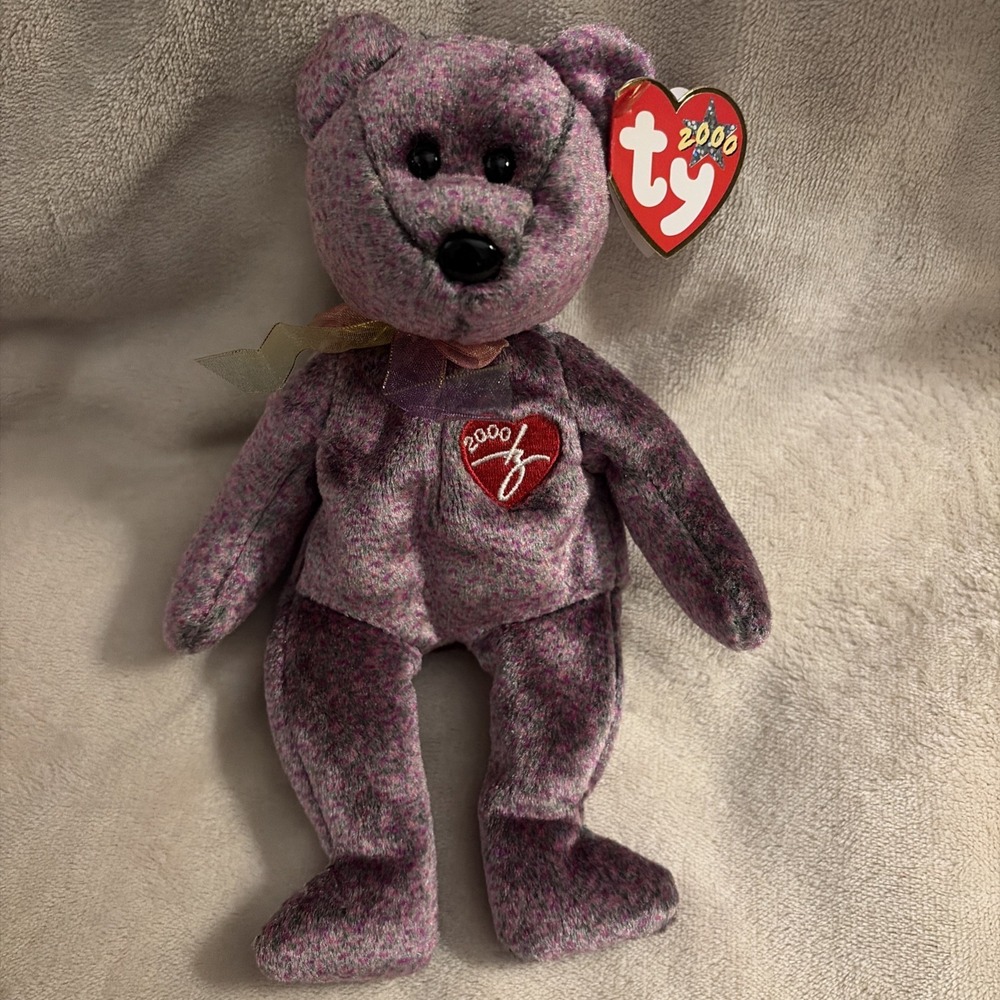 TY Beanie Baby - 2000 SIGNATURE BEAR (8.5 inch) Purple Bear 8421042661